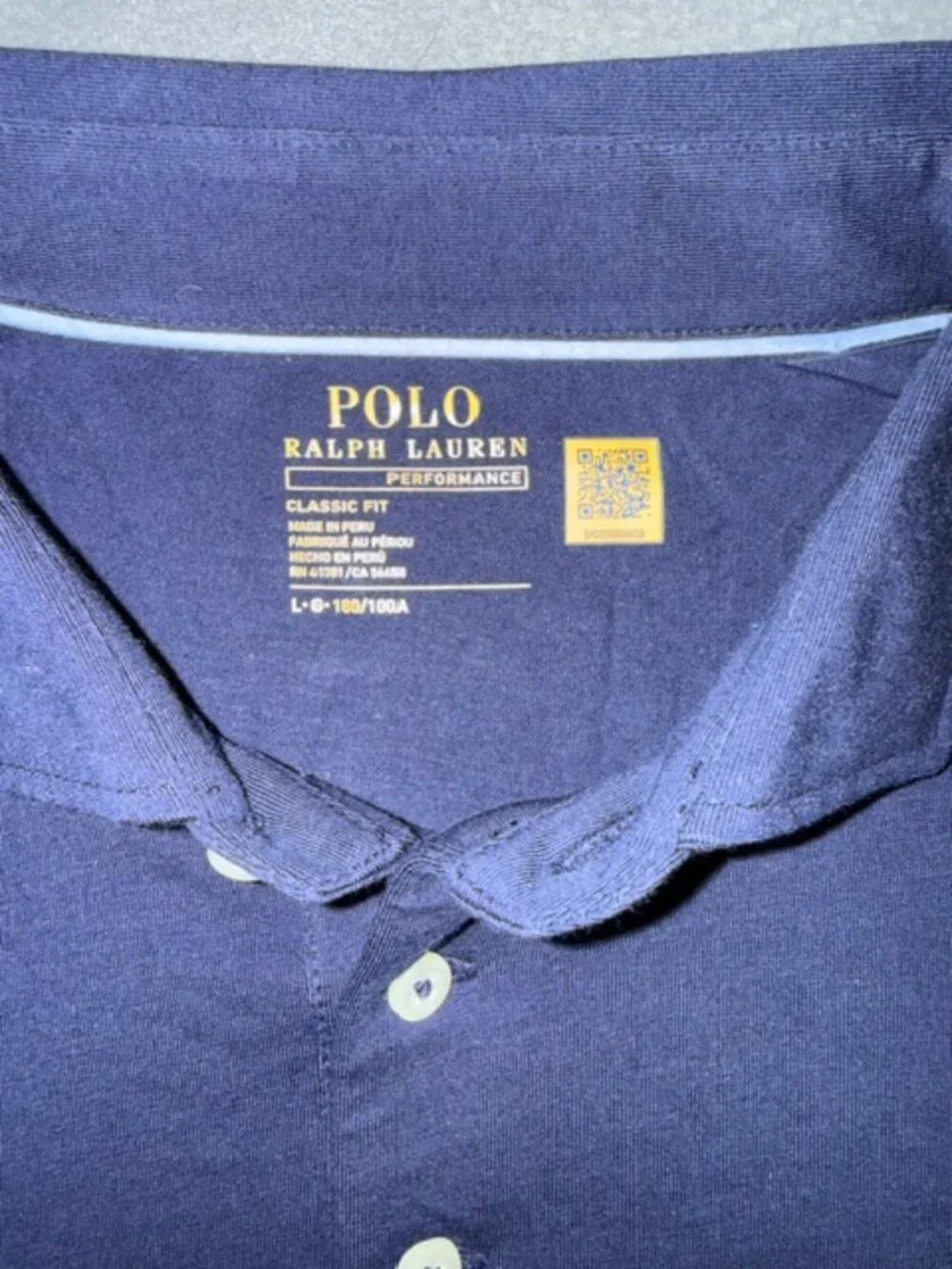Polo Ralph Lauren Mens Large Long Sleeve Performance Polo Shirt Blue Stretch